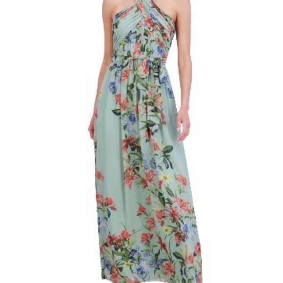 Eliza J Chic Floral Mint Green Halter Maxi Dress Sz 14 NWT - Picture 5 of 8